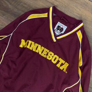 58 Sports Minnesota Golden Gophers V-Neck Windbreaker Maroon Gold Mens Large